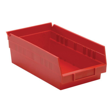 Red Economy Shelf Bin - 12'' x 7'' x 4'' - Case of 24 (11.625 in W x 4 in D x 6.625 in H)