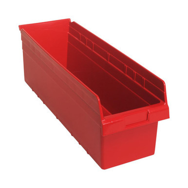 Red Economy Shelf Bin - 24'' x 8'' x 8'' - Case of 6 (23.625 in W x 8 in D x 8.375 in H)