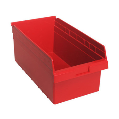 Red Economy Shelf Bin - 18'' x 11'' x 8'' - Case of 8 (17.875 in W x 8 in D x 11.125 in H)