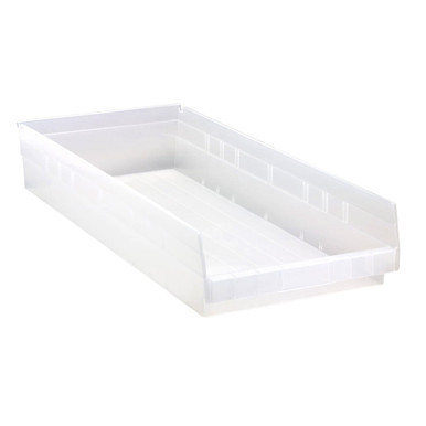 Clear Economy Shelf Bin - 24'' x 11'' x 4'' - Case of 6 (23.625 in W x 4 in D x 11.125 in H)