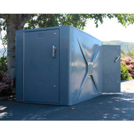 Medium gray two-bike fiberglass composite locker with padlock handle