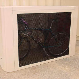 Perforated steel exterior wall accessory for compatible bike lockers