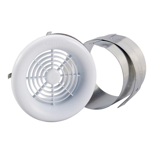 White low-profile circular exhaust grille with mounting collar for 6-inch duct