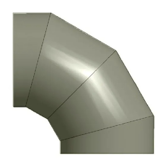 Gray 16-inch fabric duct 90-degree left-hand elbow
