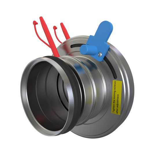 Silver 6-inch manual iris damper for duct airflow adjustment