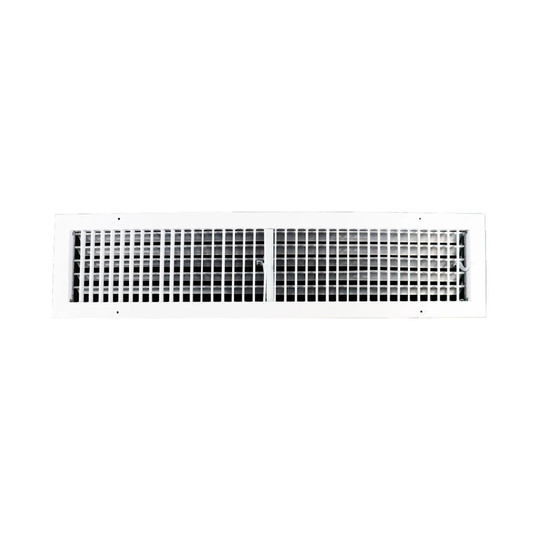 White aluminum adjustable one-way wall register for a 30 x 6 inch duct opening