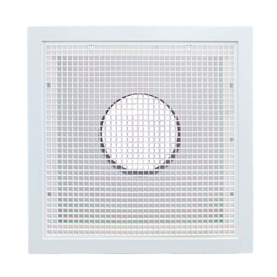White plastic return filter grille with eggcrate face for a 6-inch duct
