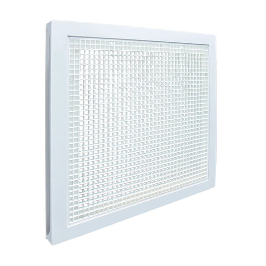White plastic hinged return filter grille for 20 x 20 square duct