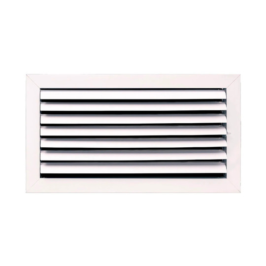 White 1-way aluminum ceiling diffuser for a 16 x 8 duct opening