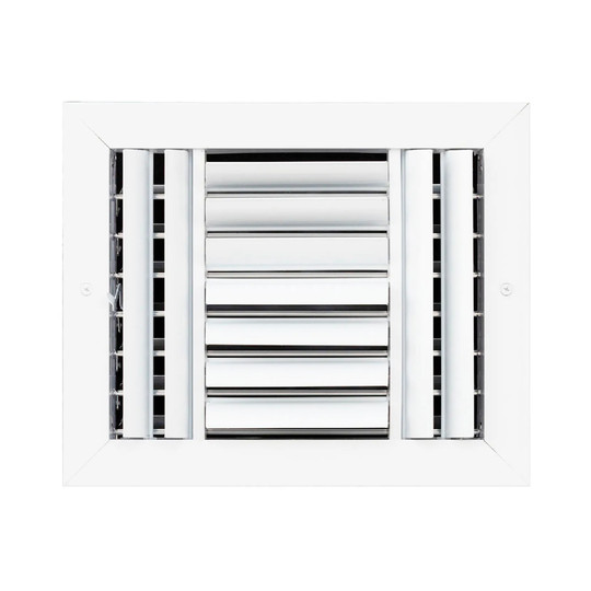 White aluminum 4-way ceiling diffuser for a 14 x 6 inch duct opening
