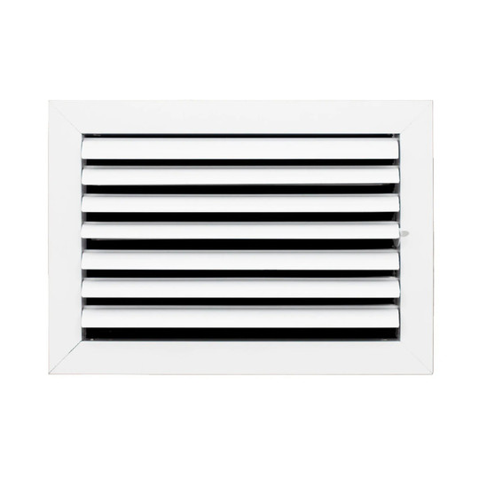 White 1-way aluminum ceiling diffuser for a 12 x 8 inch duct opening