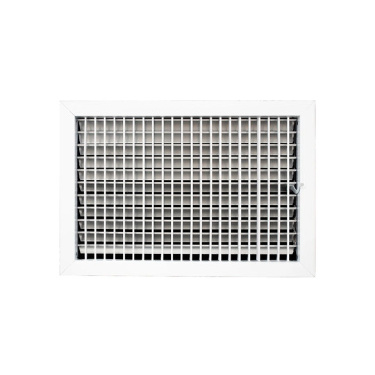 White aluminum adjustable one-way wall register for an 18 x 12 inch duct opening