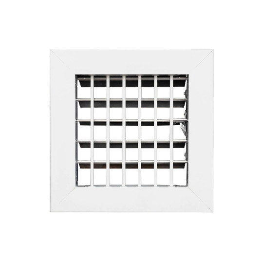 White aluminum adjustable one-way wall register for a 6 x 6 duct opening