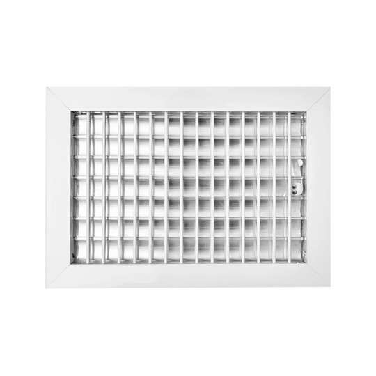 White aluminum adjustable one-way wall register for a 12 x 8 duct opening