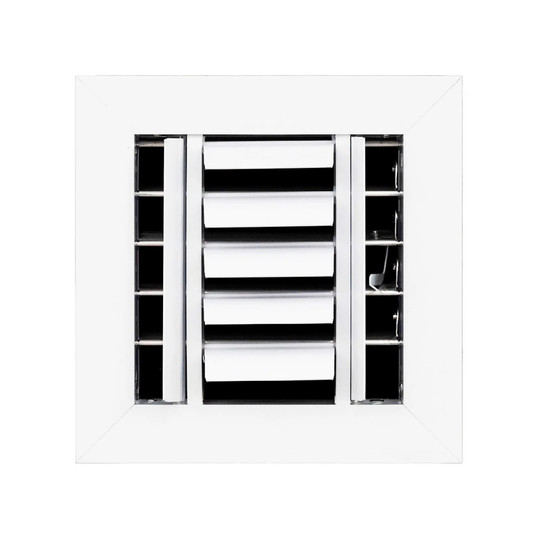 White 3-way adjustable aluminum ceiling diffuser for 6 x 6 inch duct openings