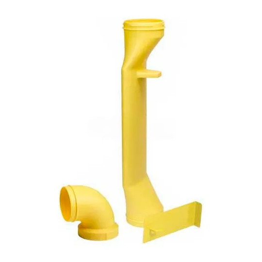 Yellow polyethylene manhole entry device system with swiveling elbow for confined-space ventilation