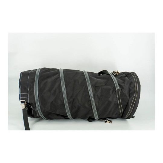Black 12-inch diameter portable heater duct, 25 feet long