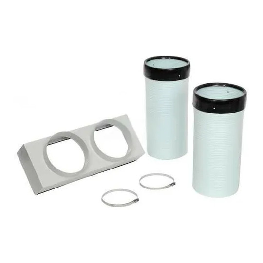 White 6-inch air chute kit with housing and flexible chutes