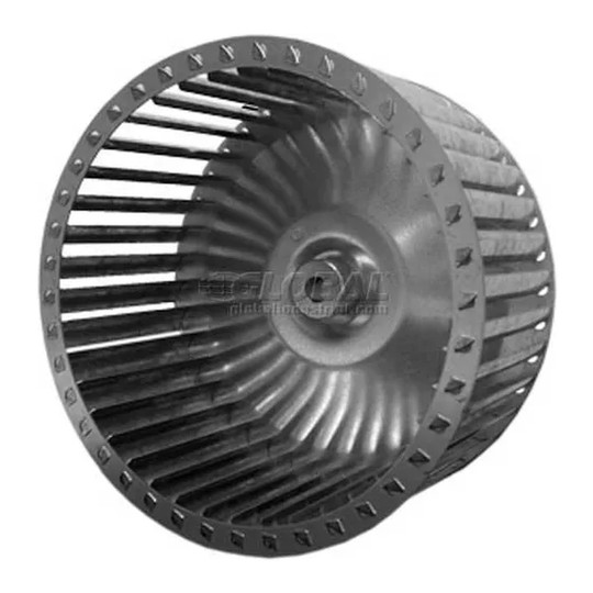Single-inlet galvanized HVAC blower wheel with 7-3/32 inch diameter