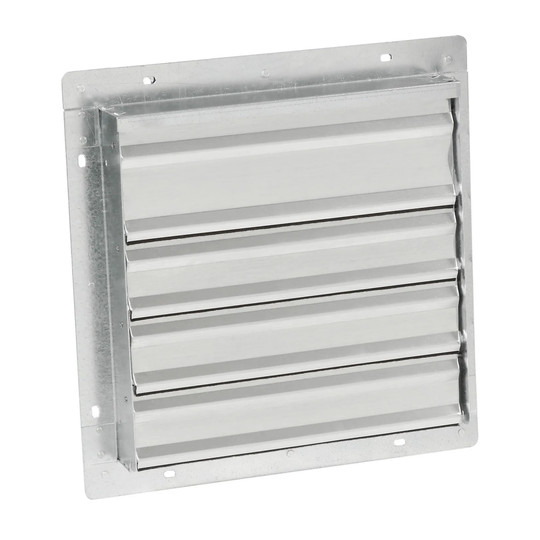 Gravity-close shutter for compatible 12-inch guard-mounted exhaust fans