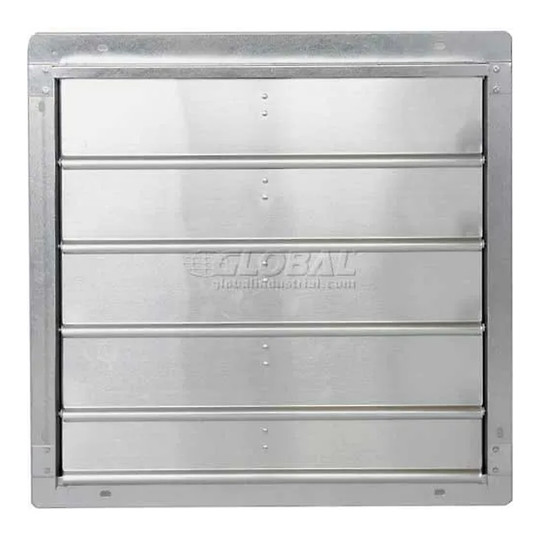 Low-velocity automatic exhaust shutter for vertical mounting