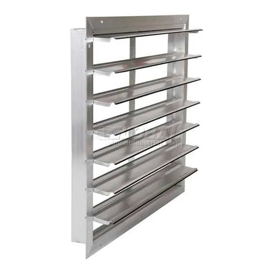 Aluminum front-flange wall exhaust shutter for vertical exhaust applications