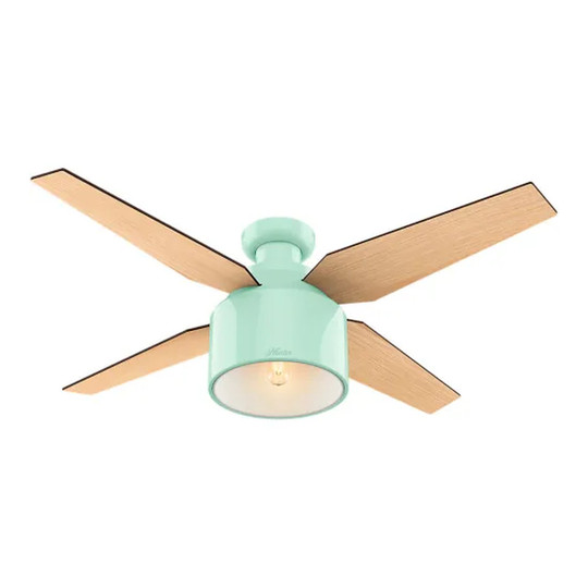 Low-profile 52-inch ceiling fan with light and handheld remote