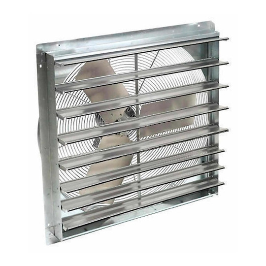 14-inch shutter-mounted exhaust fan with wire guard