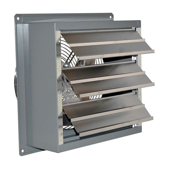 Gray 12-inch variable-speed wall exhaust fan