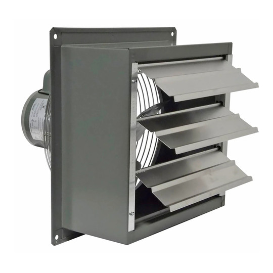 Gray 12 inch wall exhaust fan with aluminum louvers