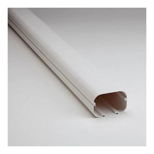 White HVAC line set cover duct, 78 inches long, 4 inches wide, and 2-3/4 inches high