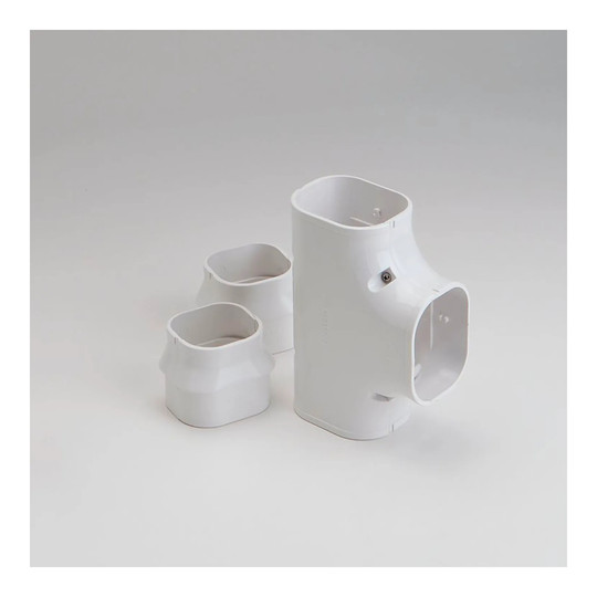 White 77 mm tee fitting for exposed air-conditioning line sets
