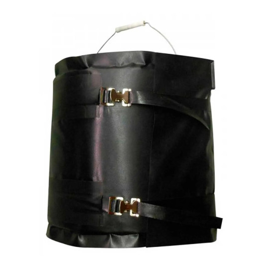 Black 5-gallon pail warming blanket with adjustable retaining straps