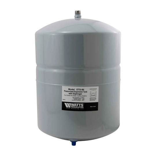 6-gallon non-potable water expansion tank for closed-loop hydronic heating systems