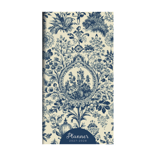 2027-2028 Blue Toile Monthly Pocket Planner
