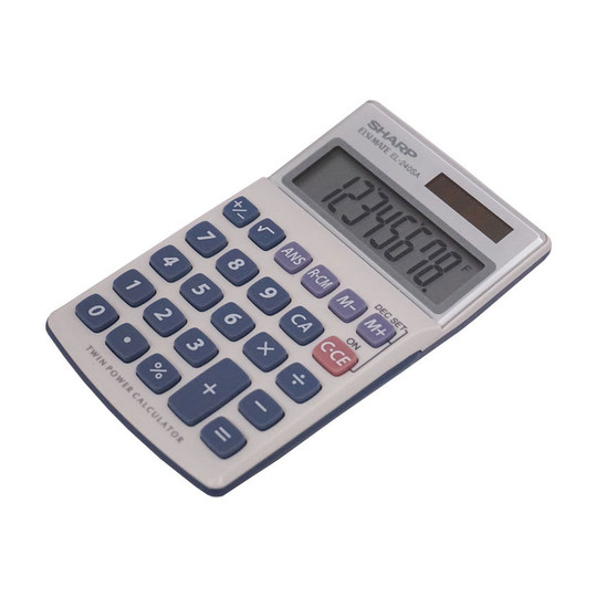 8-Digit Handheld Calculator with Angled Display, Gray