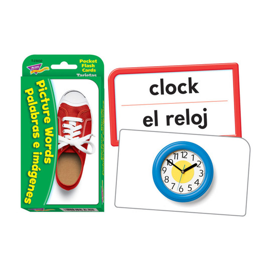 English and Spanish Picture Words Pocket Flash Cards