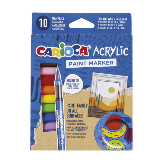 Acrylic Paint Markers, Assorted Colors, 10-Pack