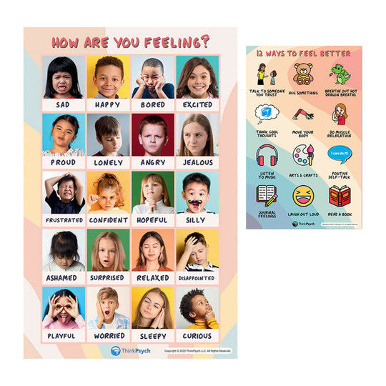 Bilingual Feelings and Coping Posters for Kids, Set of 2