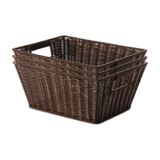 Brown Woven Storage Baskets, Set of 3