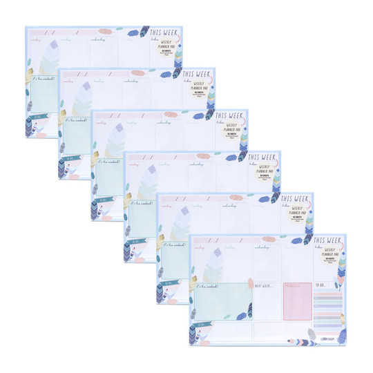 Feather Weekly Planner Pads, 6 Packs of 6