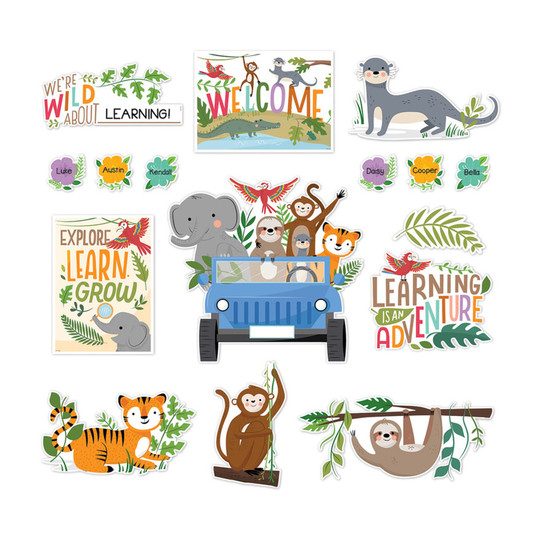 Jungle Friends Bulletin Board Set, 48 Pieces