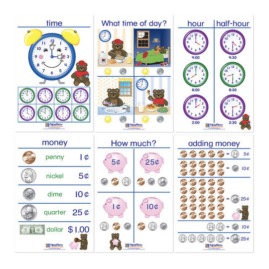 Time & Money Bulletin Board Chart Set, 6 Charts, English Edition
