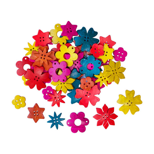 Coconut Shell Flower Loose Parts Set, 50 Pieces