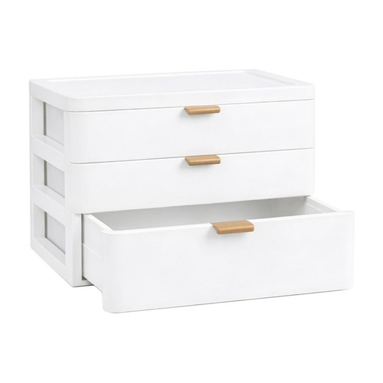 Three-Drawer Desktop Organizer with Gold Handles