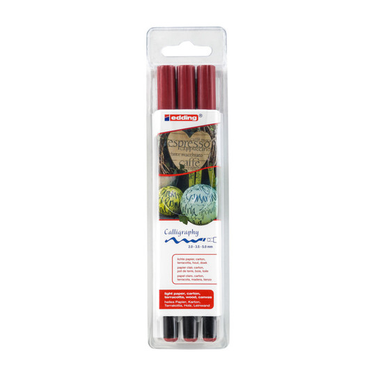 Crimson Lake Calligraphy Pens, 3-Piece Set