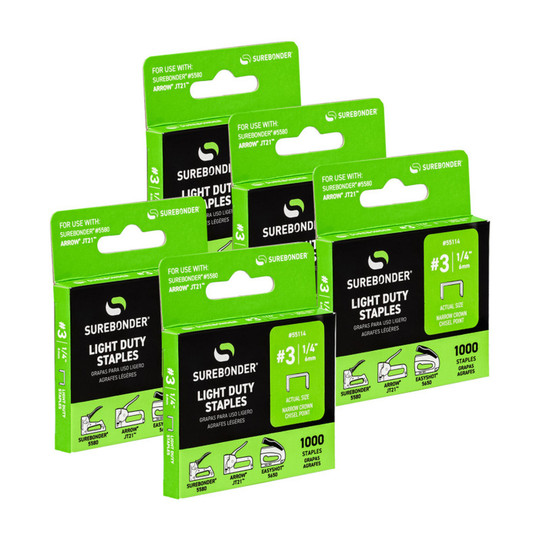 1/4-Inch Light-Duty Staples, 5,000 Count