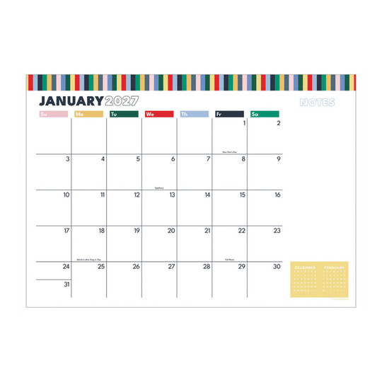 2027 Long Weekend Medium Desk Pad Calendar