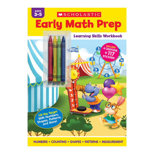Early Math Prep Learning Skills Workbook with Stickers and Crayons