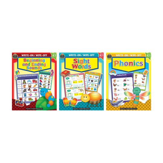 Early Literacy Write & Wipe Activity Book Kit: Phonics, Sounds and Sight Words